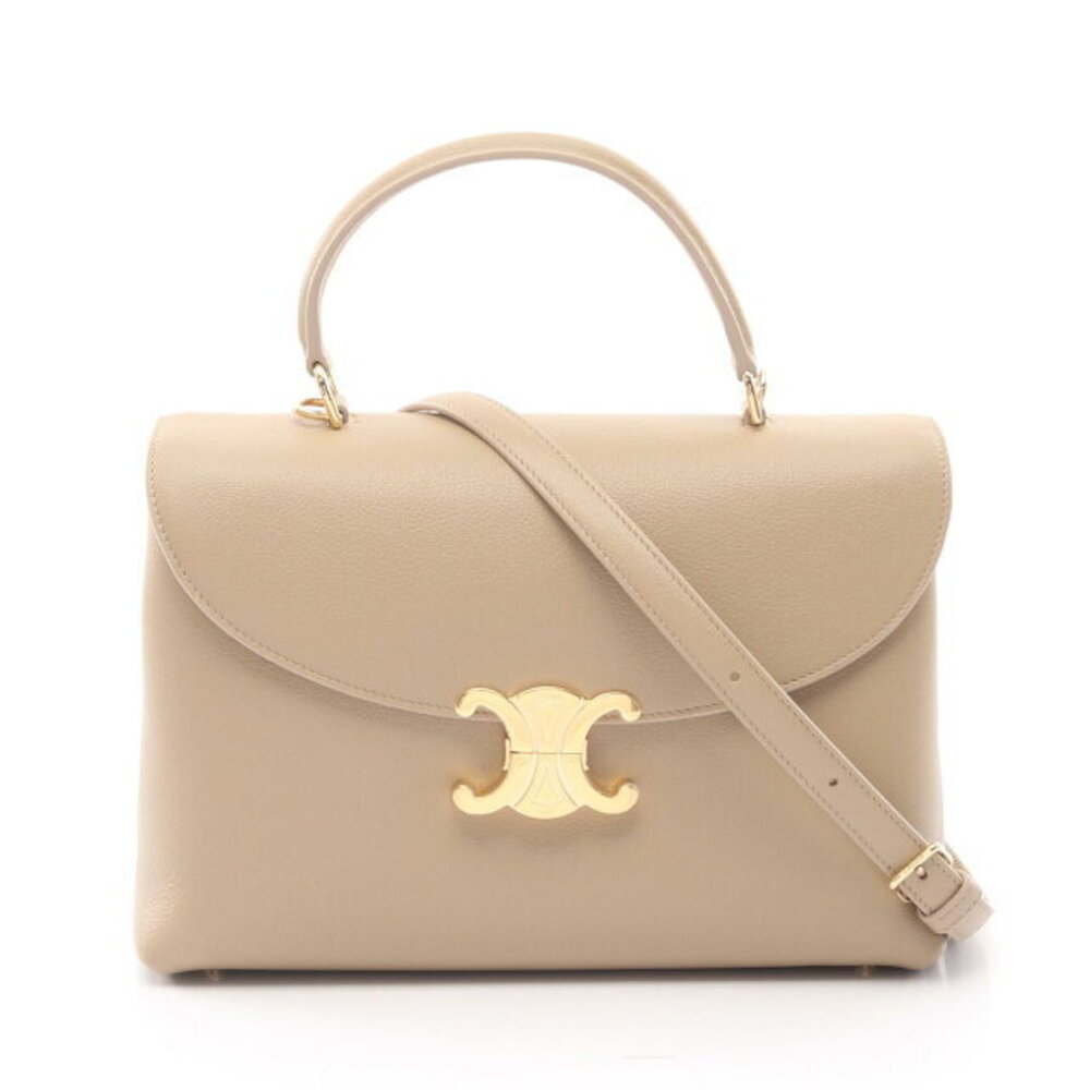 Celine Nino Handbag Beige Leather